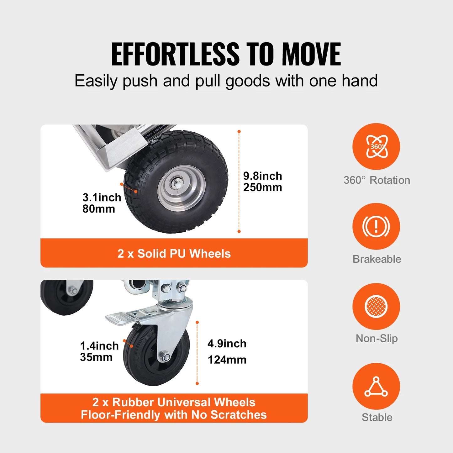 SucceBuy Aluminum Folding Hand Truck Heavy Duty Industrial Collapsible Dolly Cart for Moving in Warehouse Supermarket