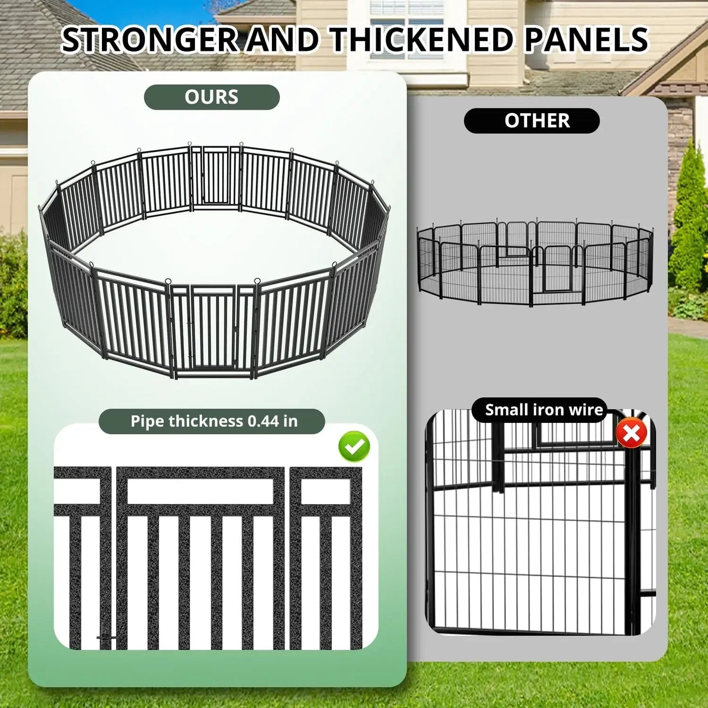 Dog Fence Outdoor Indoor, 40" Inch Height 16 Panels Dog Playpen for Large/Medium/Small Dogs Metal Dog Pen for Yard Camping and R