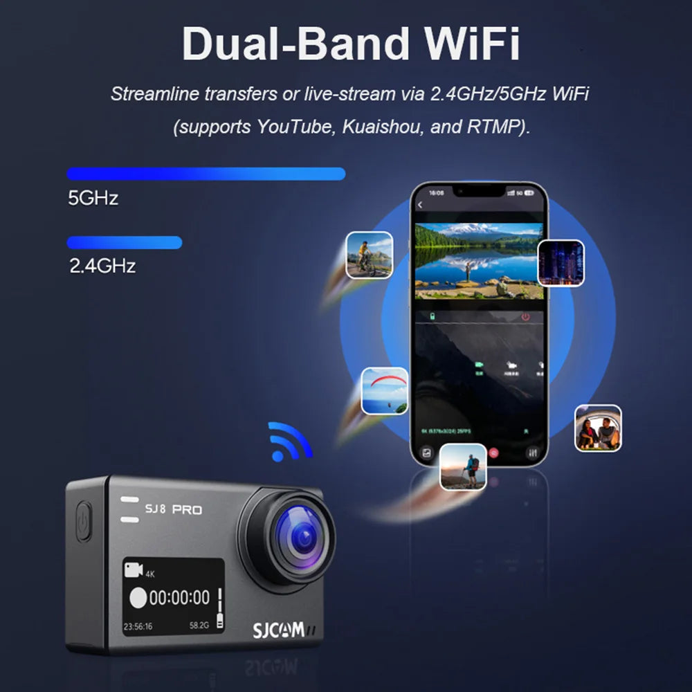 SJCAM Sj8 Pro Action Camera 4K Dual Battery For Dash Cam