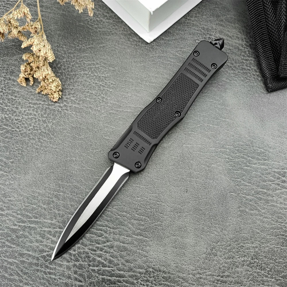 Multi-functional Outdoor Tactical Folding Knife with Tanto Blade, Black Zinc Alloy Handle, Pocket Clip, EDC Rescue Survival Tool