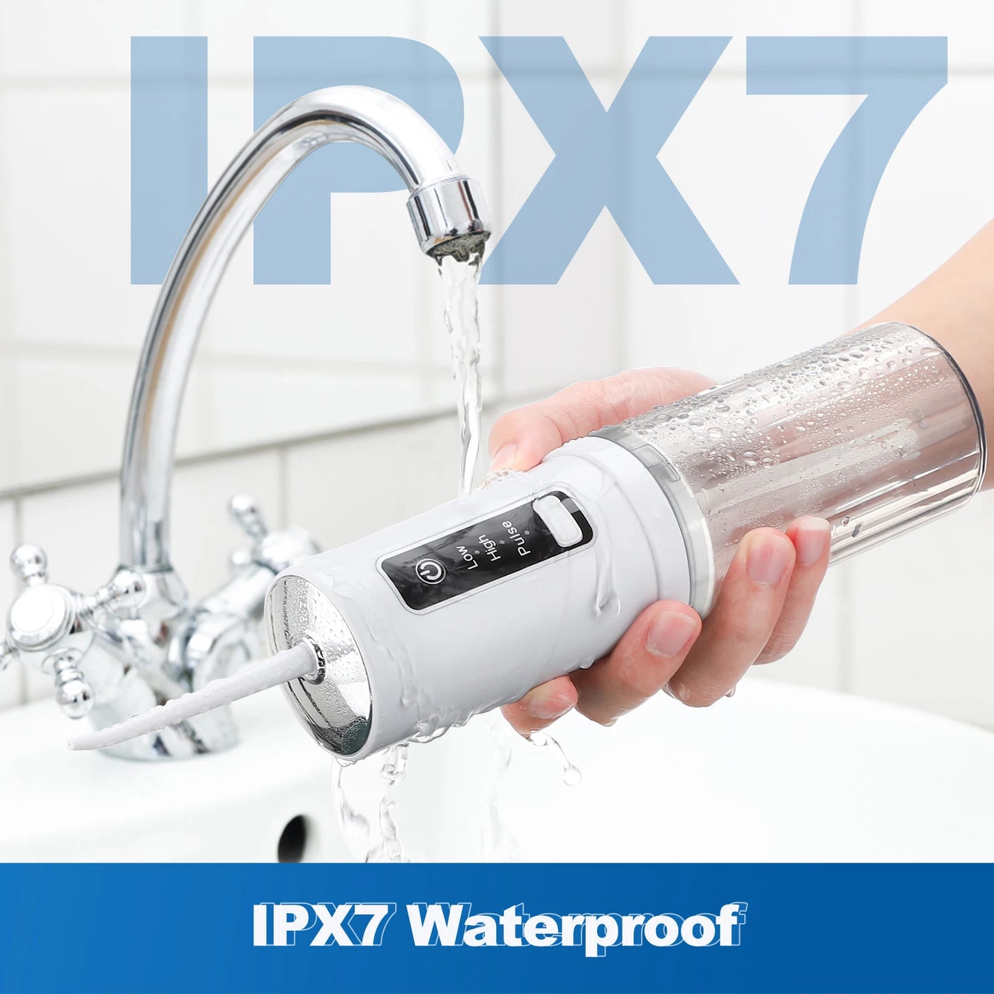 Portable Rechargeable Oral Irrigator with 4 Nozzles, 3 Modes (Low/High/Pulse), 230ml Water Tank, IPX7 Waterproof, USB Charging, 1800 Pulses/Min, 60-120PSI, for Teeth Cleaning, Gum Care, Travel & Home Use
