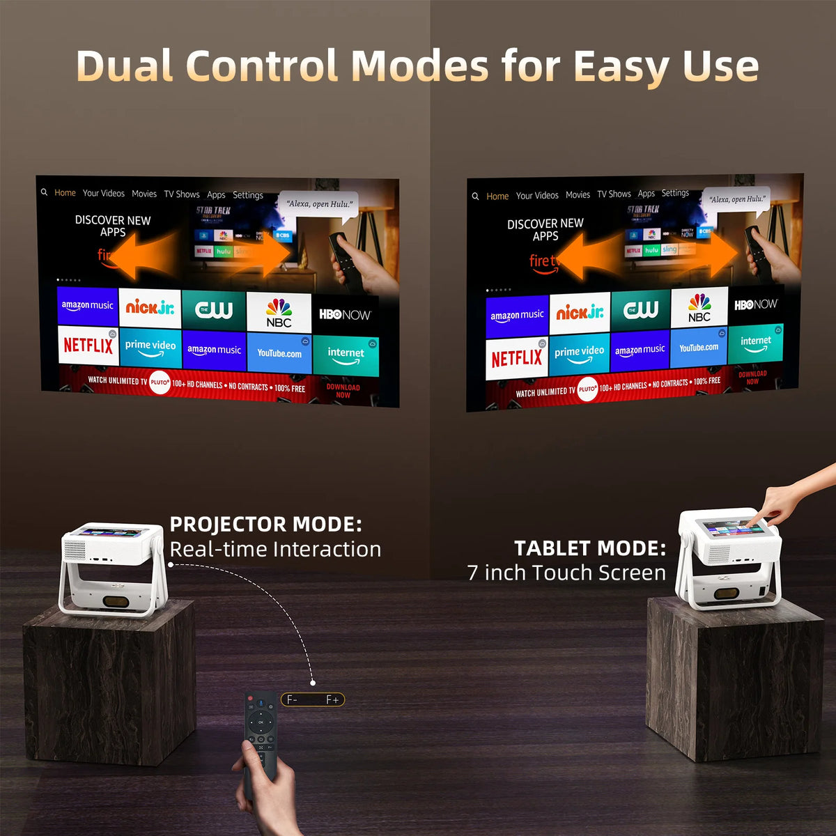 Xbj A5Pro Smart Touchscreen Projector With Wifi Auto Keystone