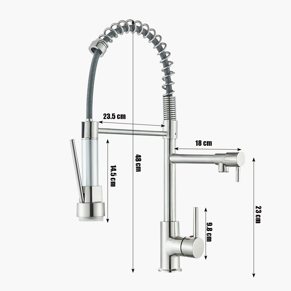 Shinesia Kitchen Pull Down Faucet 304 Stainless Steel Single Handle