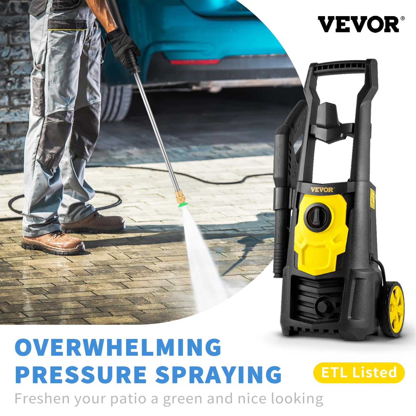 VEVOR 1500W High Pressure Car Washer 2000 PSI Portable
