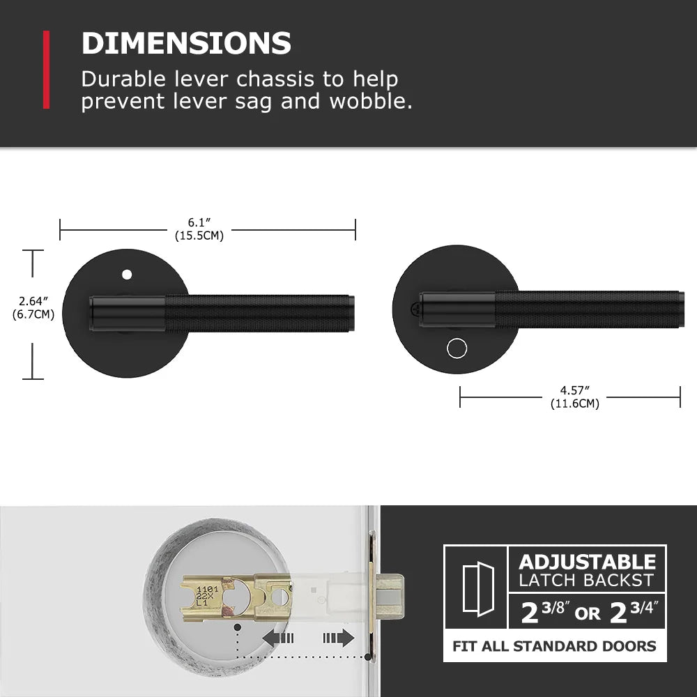Viladepot Privacy Door Handle Keyless Reversible Door Lever Hardware
