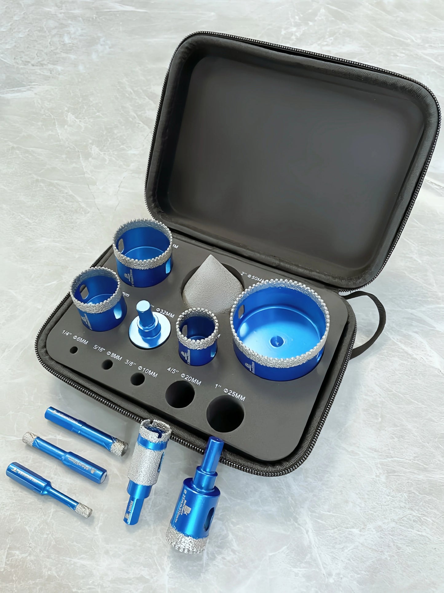 BRSCHNITT Diamond Drill Bits Set 11Pcs Ceramic Marble Granite Chamfer Drill Bit Milling Cutter, Hole Saw Drill Core Bit Kit for Tile Stone Concrete Glass Porcelain Quartz Drilling Cutting Chamfering Hole Making DIY Power Tool