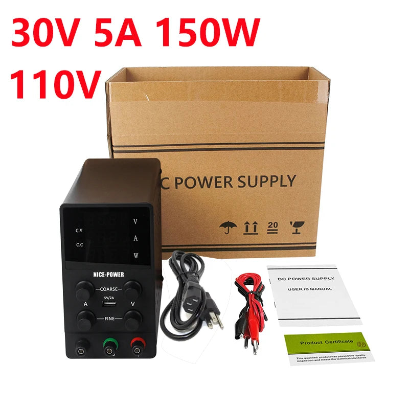 Adjustable DC Power Supply 30V5A150W Variable Bench Power Supply with 4-Digit LED Display,USB Port, for Lab, Electronics Repair,