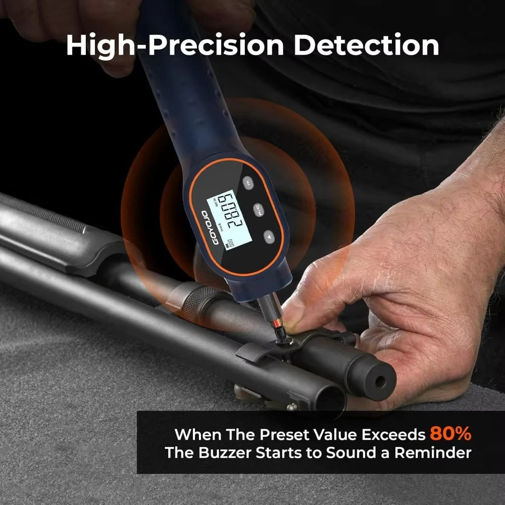 GOYOJO Torque Screwdriver Digital 7.08–70.8 in-lb / 0.8–8 Nm, 1/4" Adjustable Screwdriver Torque Wrench Set with Buzzer/Magnetic Bits Notification for Bike Repairing, Tools, Maintenance and Mounting