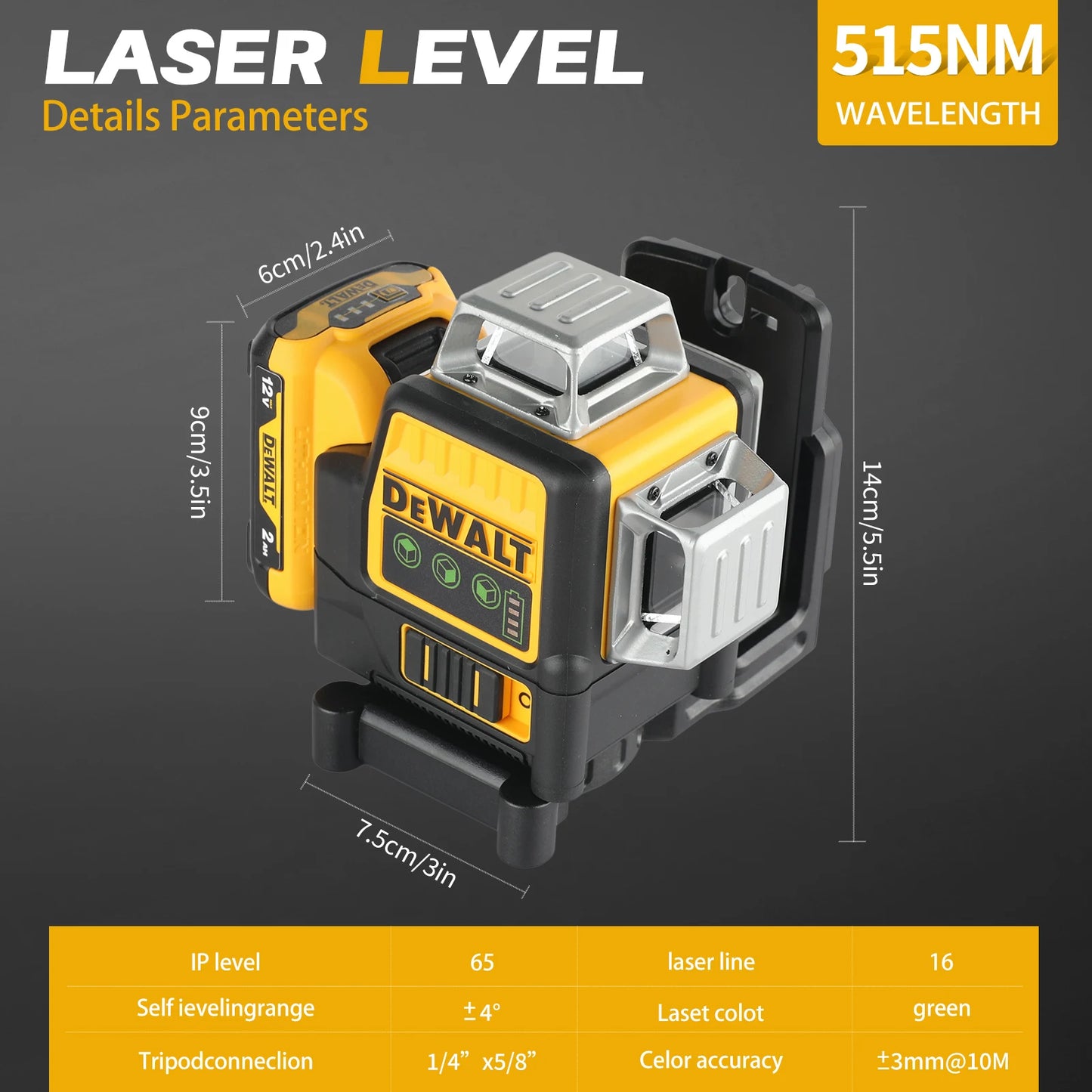 2026 Dewalt DW089LG 12V Green Laser Level, 12 Line 3-Sided 360° Vertical & Horizontal for Indoor Outdoor Project Lithium