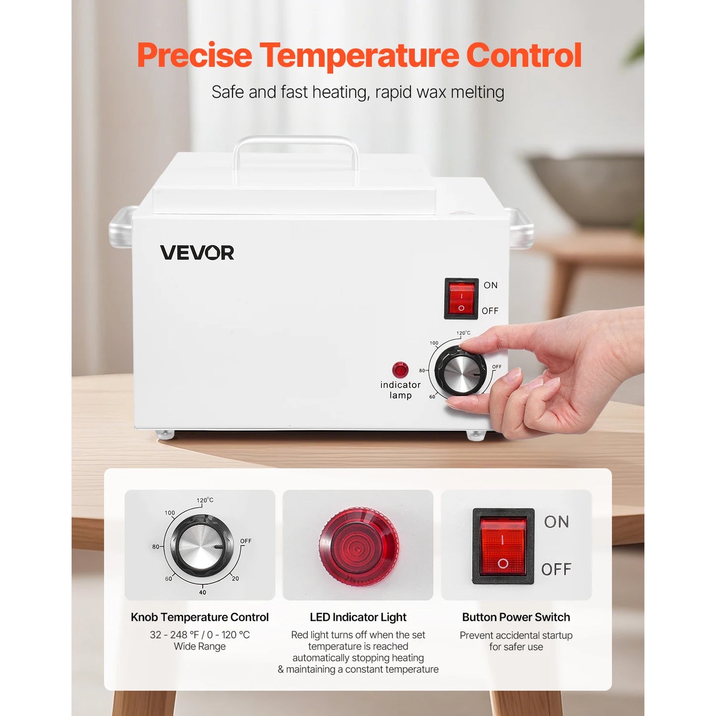 SucceBuy Single Wax Warmer 3000ML 300W Professional Wax Warmer Adjustable Electric Waxing Heater Pot for Home Use Beauty Salon