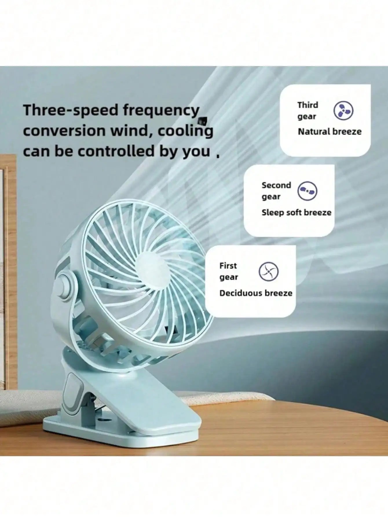 Portable Clip Fan With LED, 360° Adjustable Mini USB Powered Fan, Suitable For Office, Bedroom, Travel And Camping, With Base, Battery Powered, For Indoor And Outdoor Use