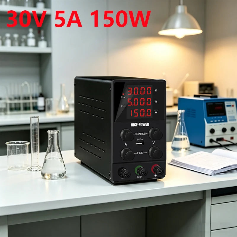 Adjustable DC Power Supply 30V5A150W Variable Bench Power Supply with 4-Digit LED Display,USB Port, for Lab, Electronics Repair,