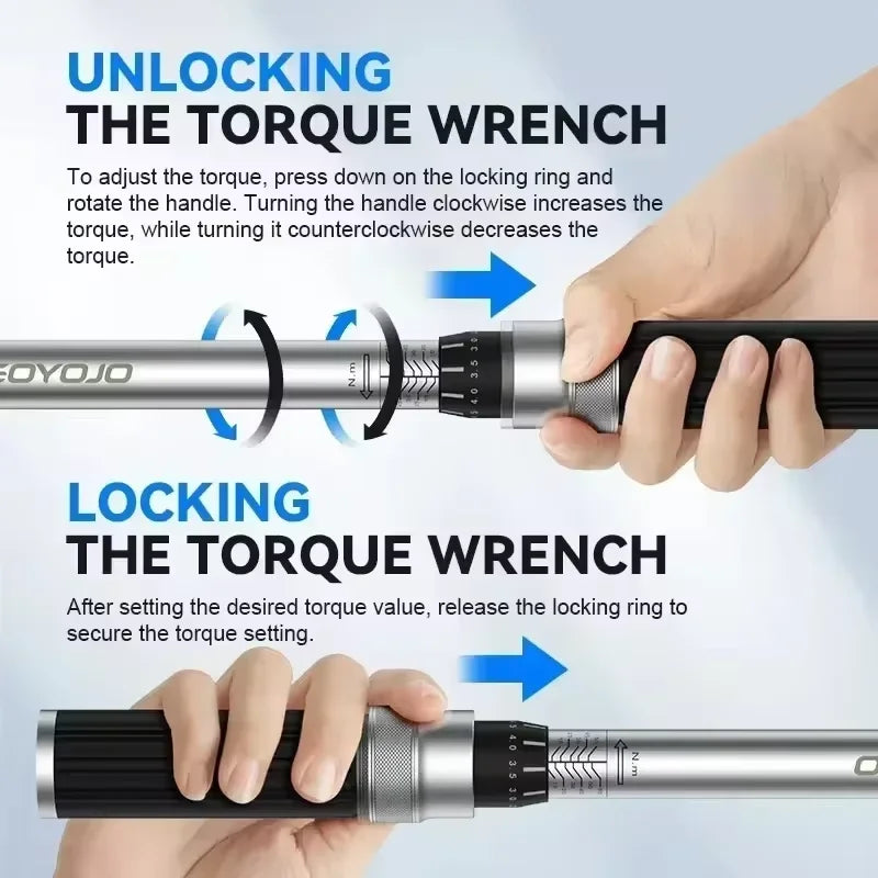 1/4 3/8 1/2 Torque Wrench 40-220N.m Square Drive Torques Key Professional Torque Wrench 50-350N.m Bicycle Automotive Repair Tool