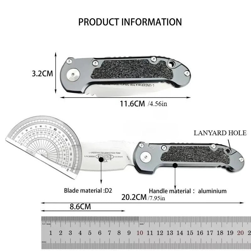 LUDT Gen III Multi-functional Folding Knife Durable D2 Steel Suitable for Outdoor Camping Hiking EDC Survival Tools Gift for Men