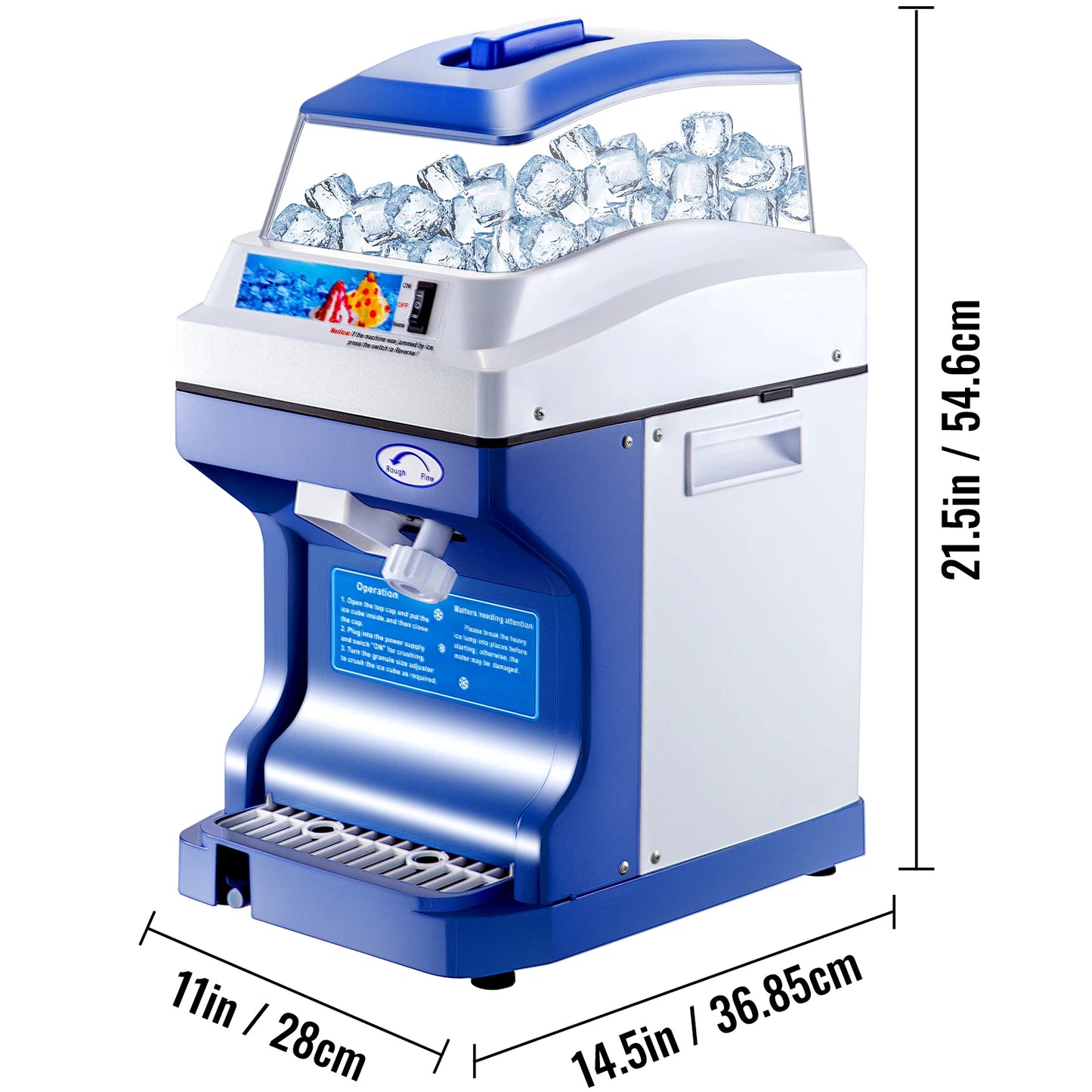 SucceBuy Commercial Ice Shaver Crusher 441LBS/H with 11LBS Hopper Electric Snow Cone Maker For Parties Events Snack Bar