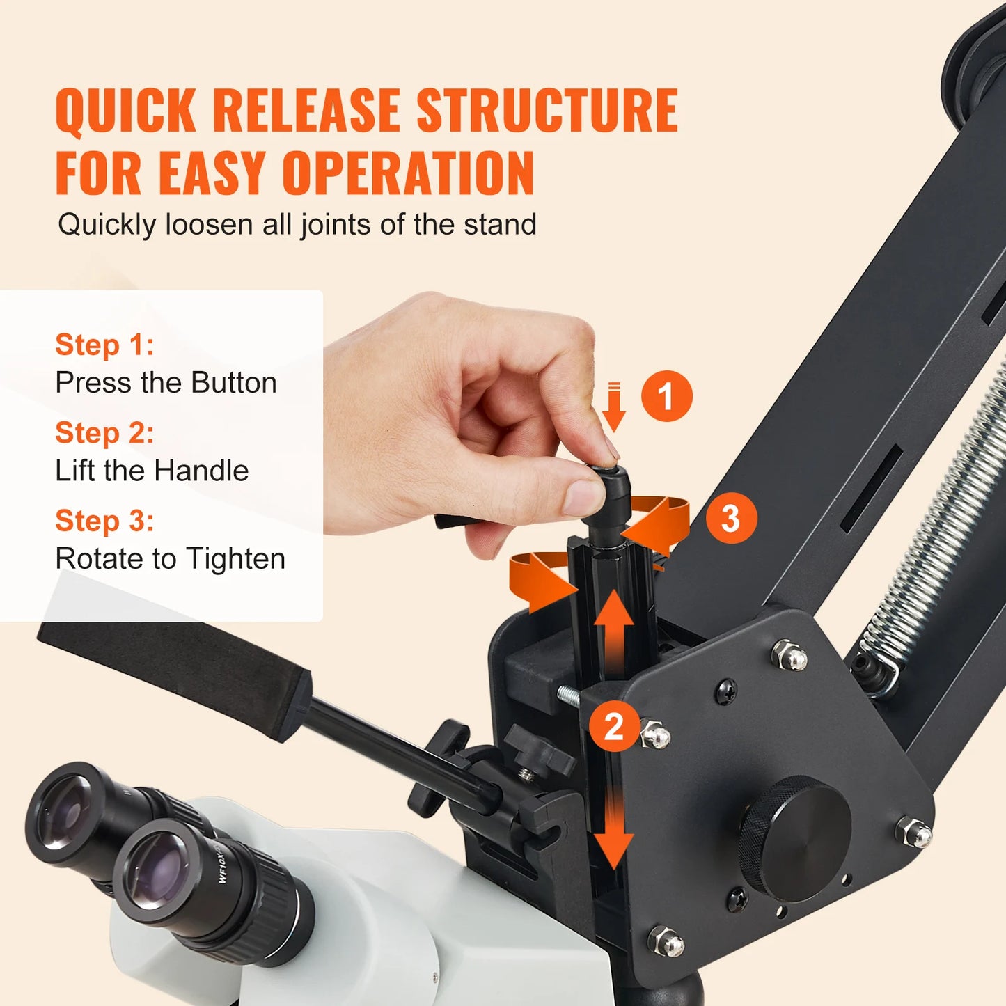 SucceBuy Multi-Directional Microscope Spring Bracket 7X-45X Magnification Jewelry Microscope Inlaid Stand Integrated LED Light