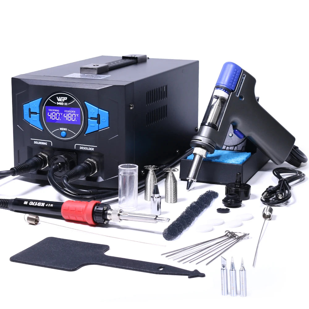 WEP 948D-III 2-IN-1 ESD Safe Desoldering Station With Fast-Heating Desoldering Gun And Soldering Iron High Power WEP 948 Station