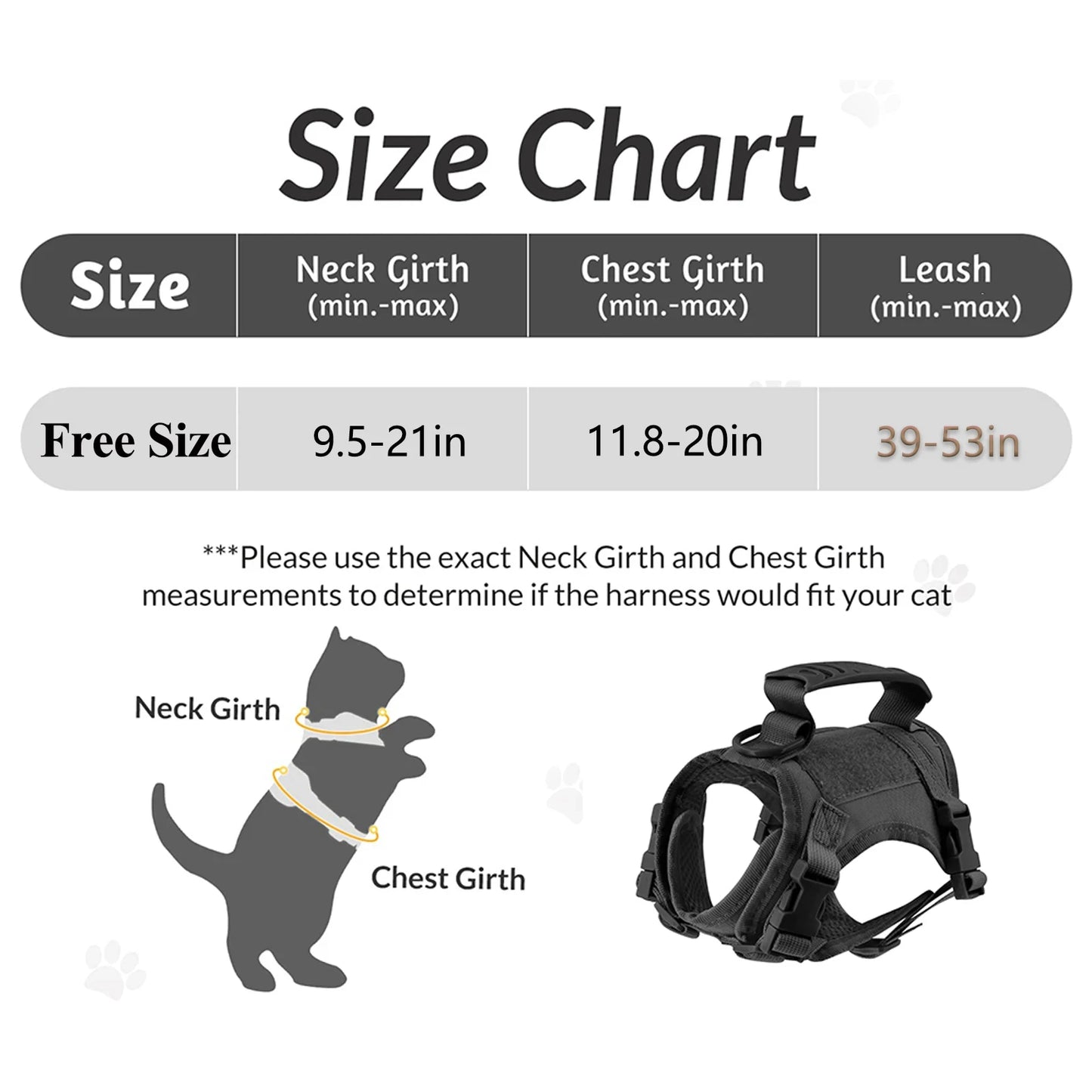 Adjustable Nylon Tactical Harness Leash Set For Cats And Small Dogs