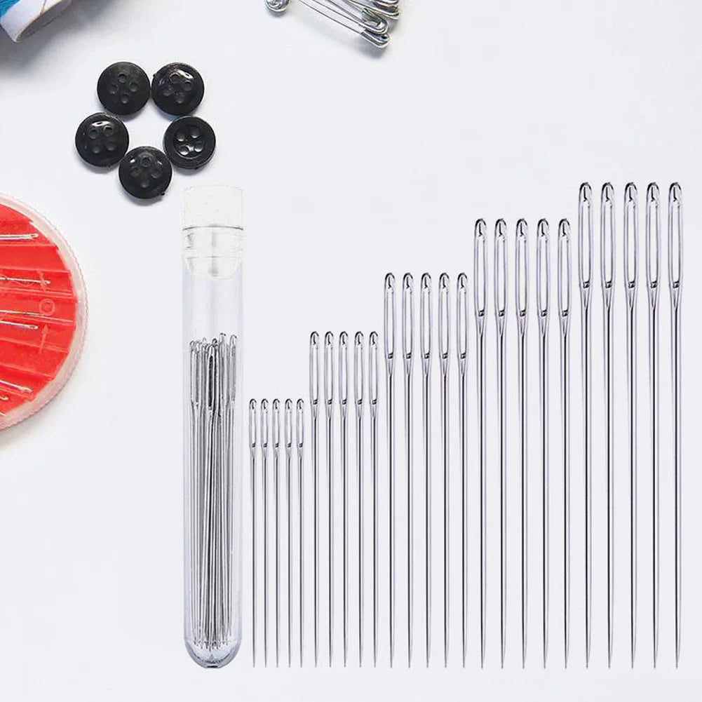 25pcs Stainless Steel Sewing Needles Home Threading Embroidery Stitching Tools