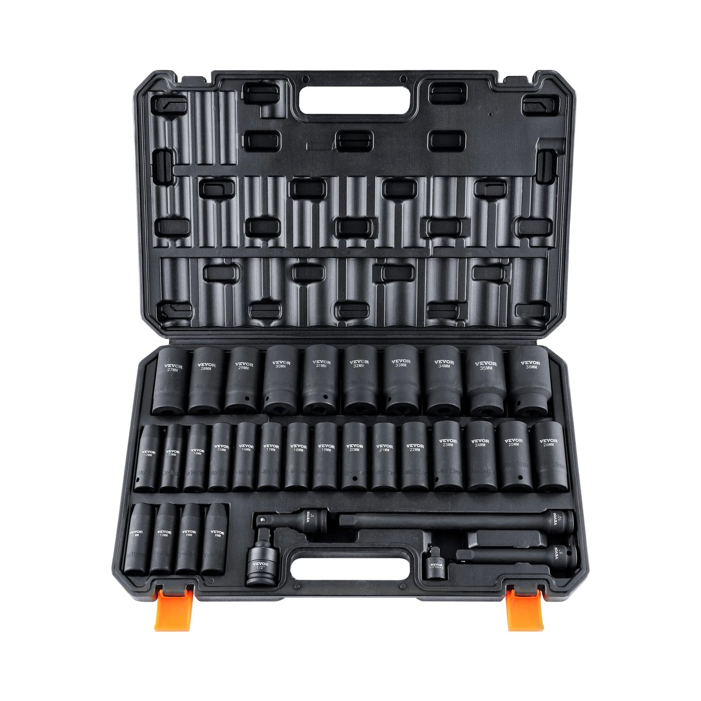 SucceBuy 1/2" 3/8" Drive Impact Socket Set 23/33/34/48/65 PCs Deep Socket Set SAE Metric Cr-V Cr-Mo Alloy Steel for Auto Repair