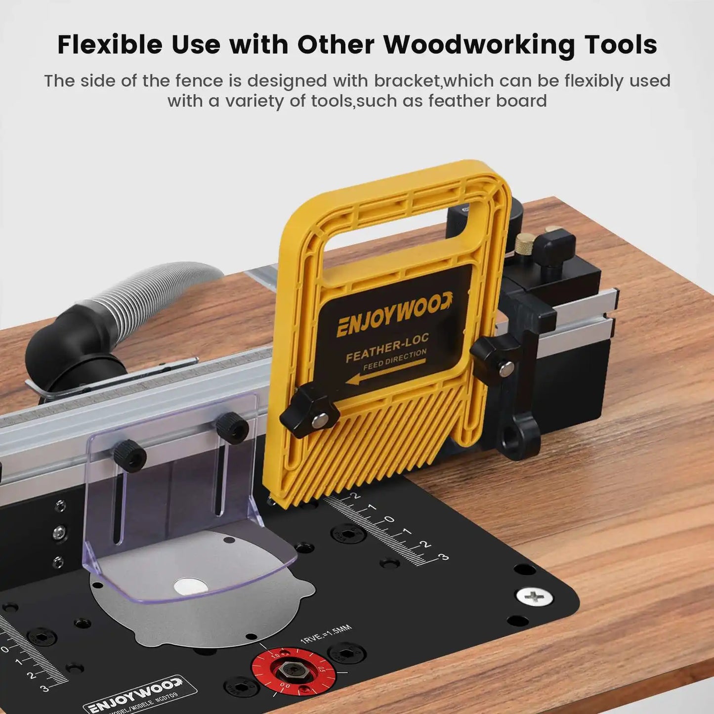 700mm Woodworking Router Table Fence Aluminium Alloy Profile Fence with 300mm T-track Sliding Brackets Bit Guard by ENJOYWOOD