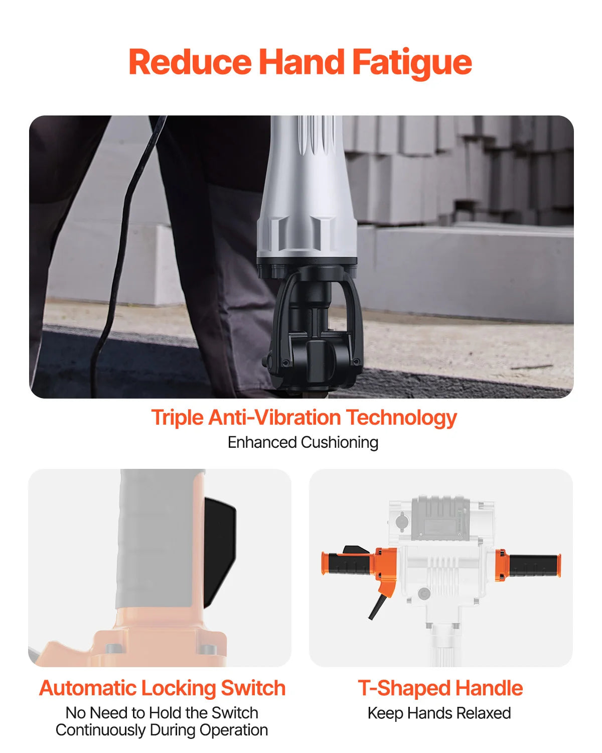 SucceBuy Demolition Jack Hammer 2100W Electric Jackhammer Heavy Duty 1650 BPM Industrial-Grade Jack Hammer Concrete Breaker