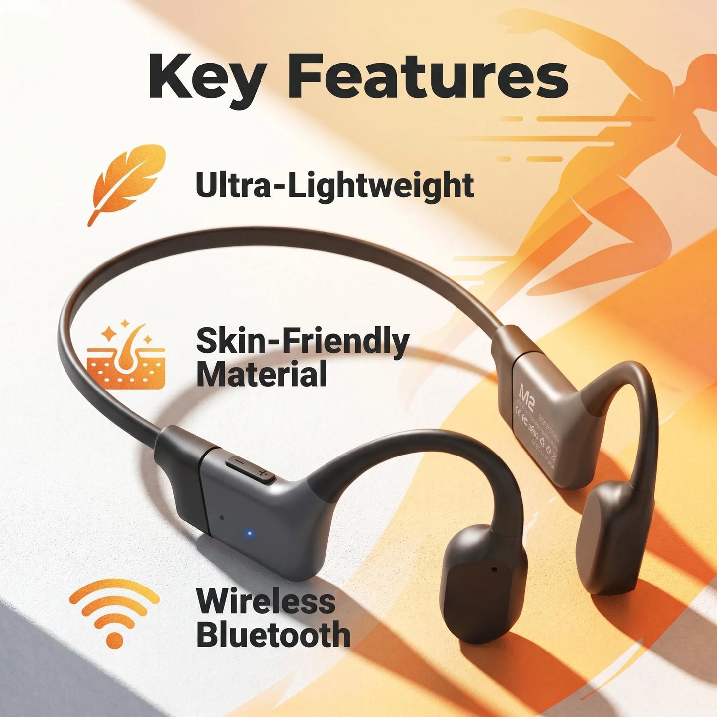Bone Conduction Wireless Earphones Open Ear Bluetooth 5.3 Headset