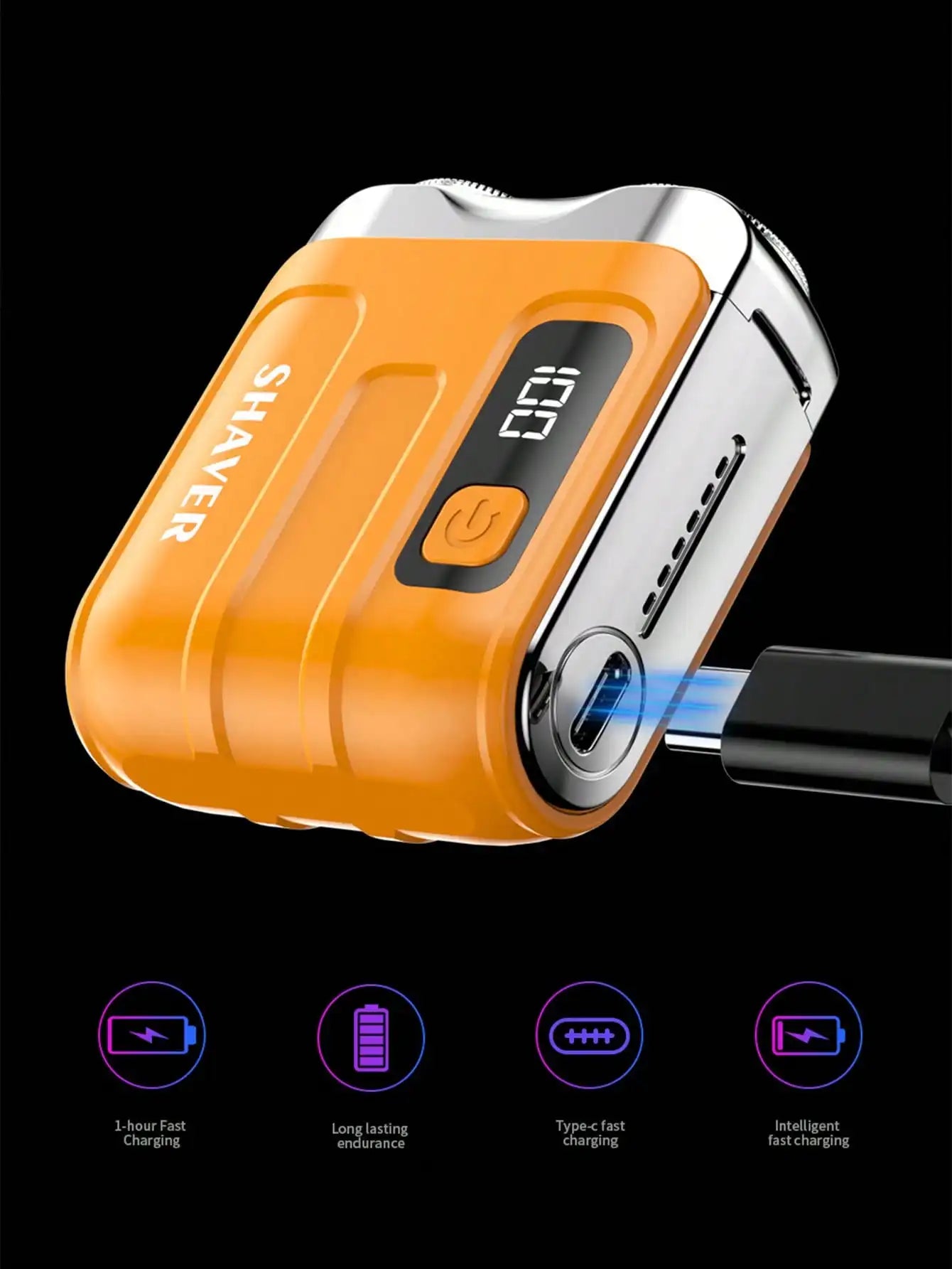Mini Electric Smart Shaver Household Car Shaver Digital Display Dual Blade Rechargeable Shaver Powerful Beard Trimmer Tool, Father's Day
