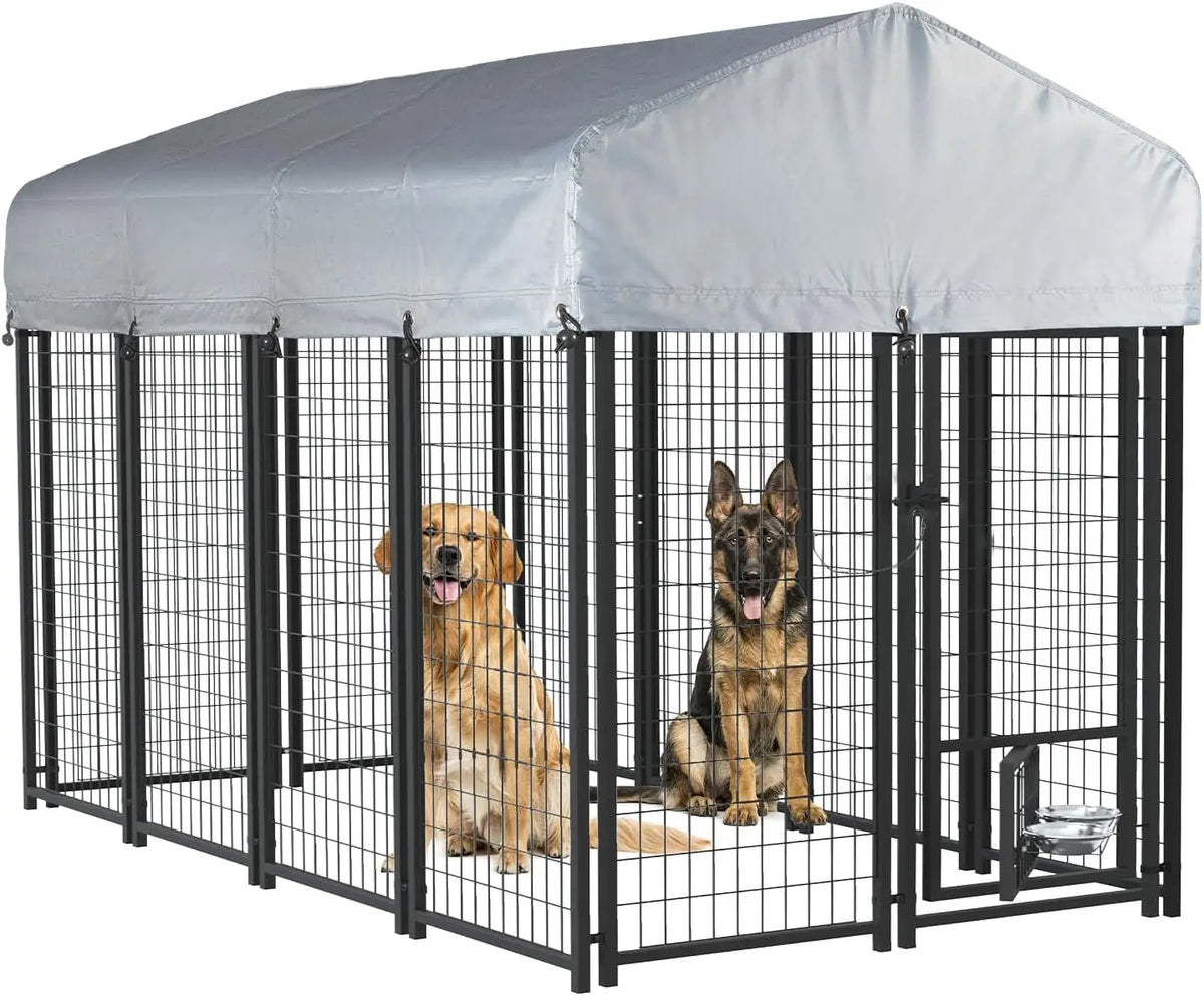 Heavy Duty Outdoor Dog Kennel With Double Latch And Sunshade Cover