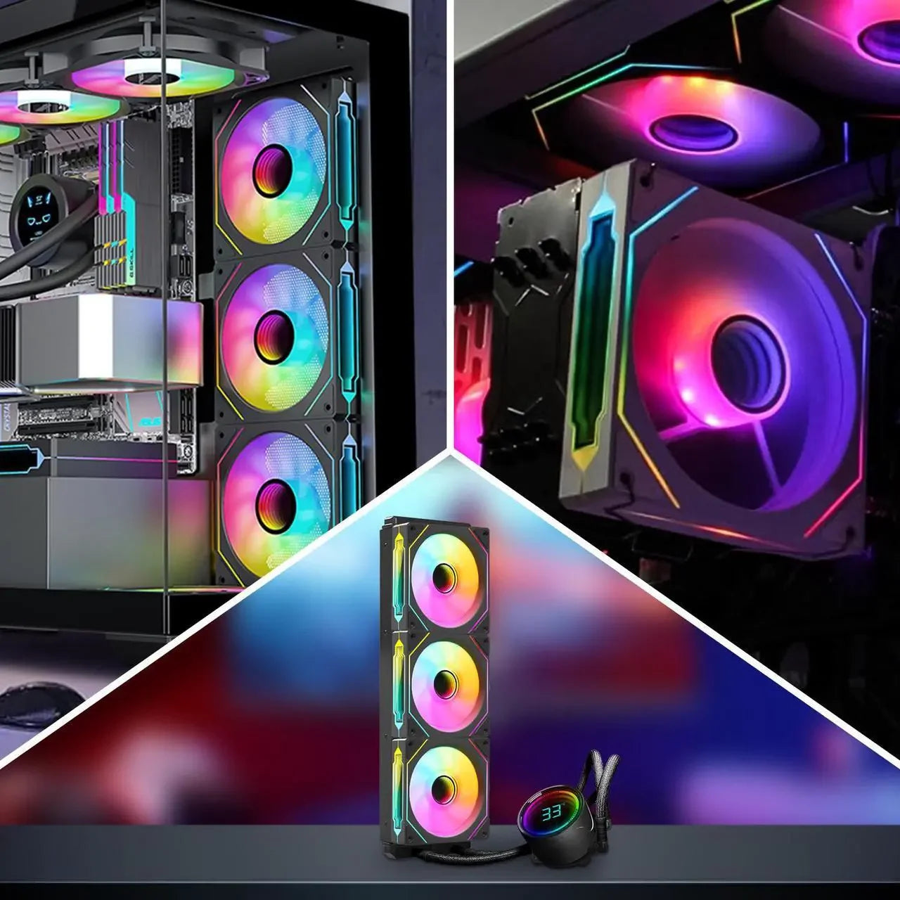 RGB Fans:6 pack 120mm PWM ARGB Case Fan with Fan Hub and Remote,Speed Control,PWM Control Fan for Computer Case