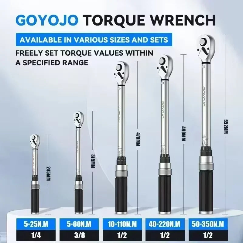 1/4 3/8 1/2 Torque Wrench 40-220N.m Square Drive Torques Key Professional Torque Wrench 50-350N.m Bicycle Automotive Repair Tool