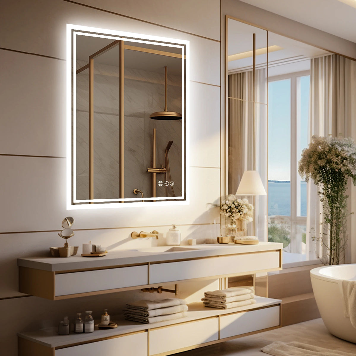 Wisfor Anti Fog Led Bathroom Vanity Mirror With Dimmable Lights