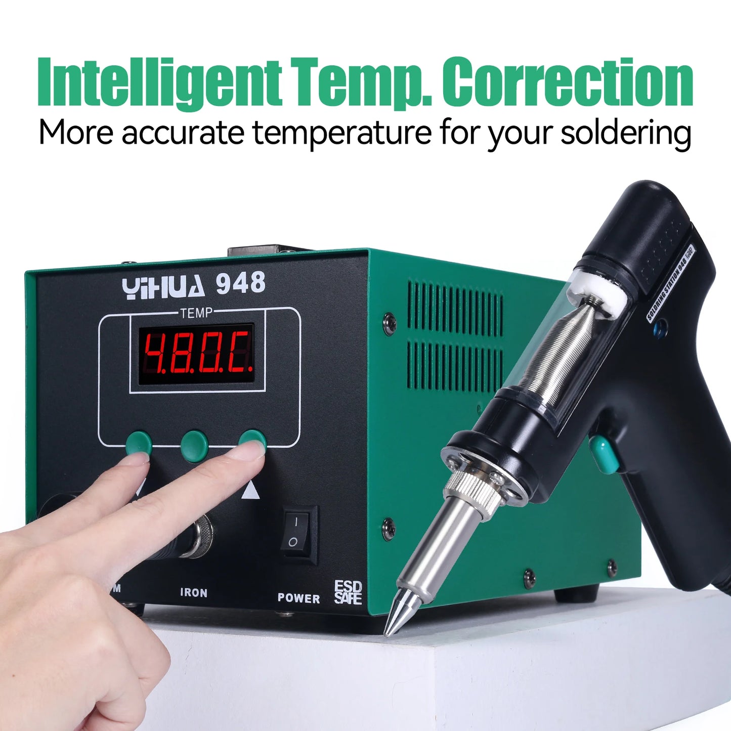 YIHUA 948 Digital Display Soldering Station Suction 90W Temperature Adjustable Soldering Iron Tin Gun Desoldering Station