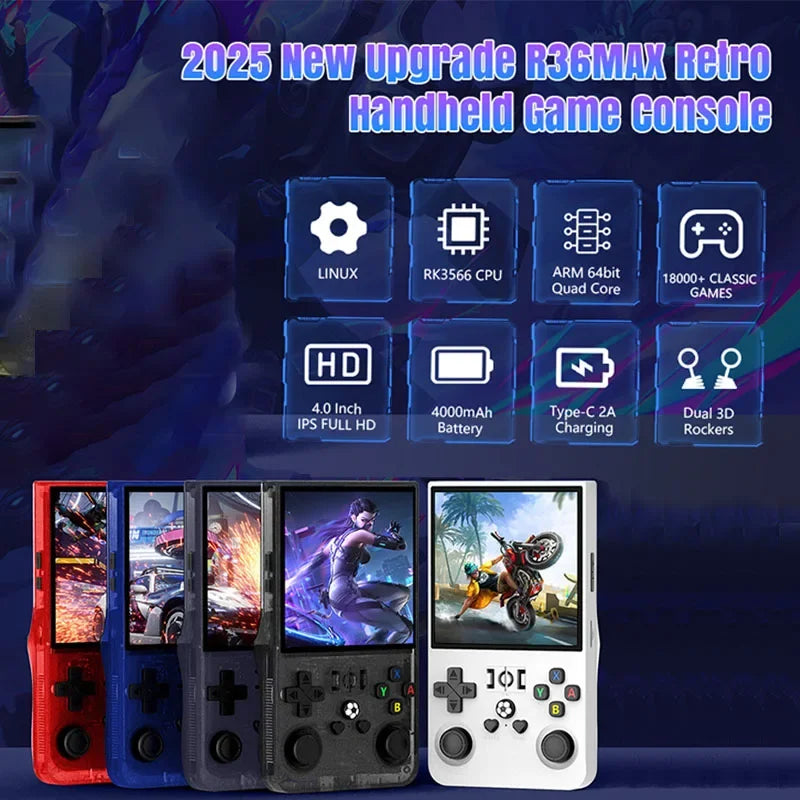 R36MAX Retro Handheld Game Console RK3326 CPU Linux System 4 Inch IPS Screen R36MAX Portable Pocket Video Game Player Boy Gifts