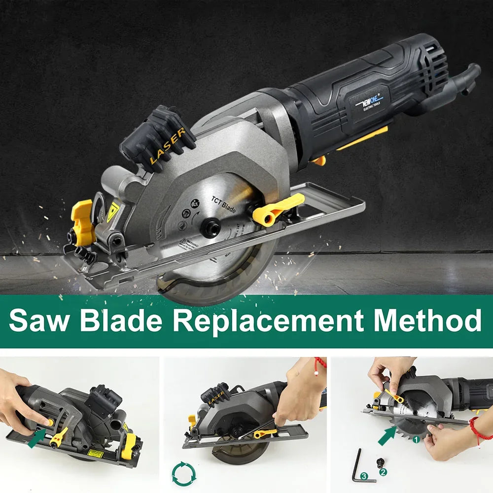 NEWONE Electric Mini Circular Saw With Laser For Cut Wood, PVC Tube, Multifunctional Electric Saw DIY Power Tool