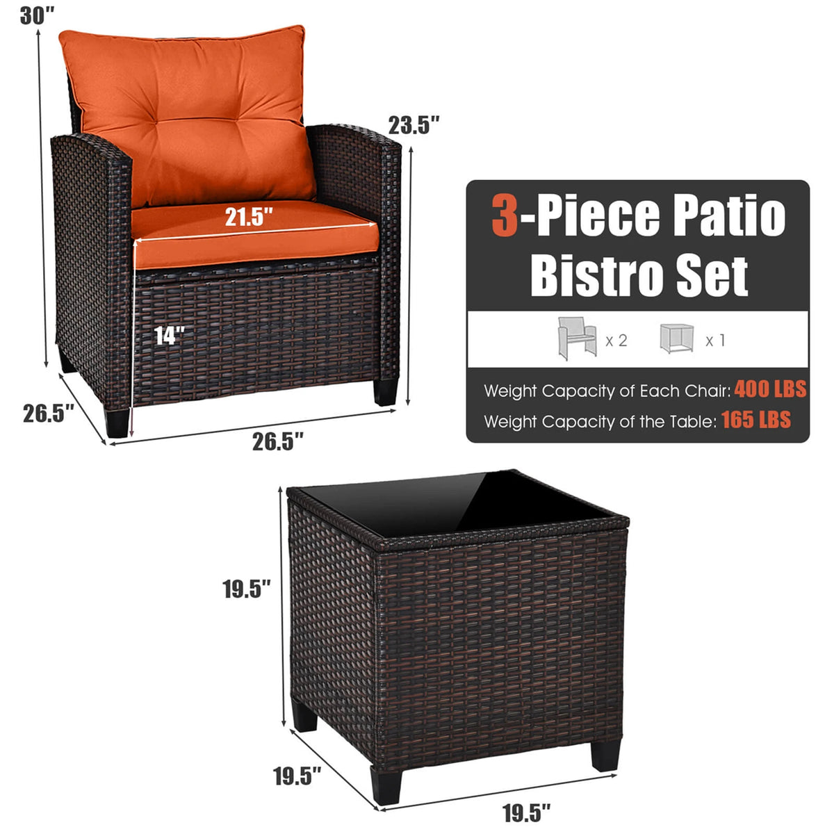Homasis Outdoor Rattan Conversation Set Furniture With Plush Cushions