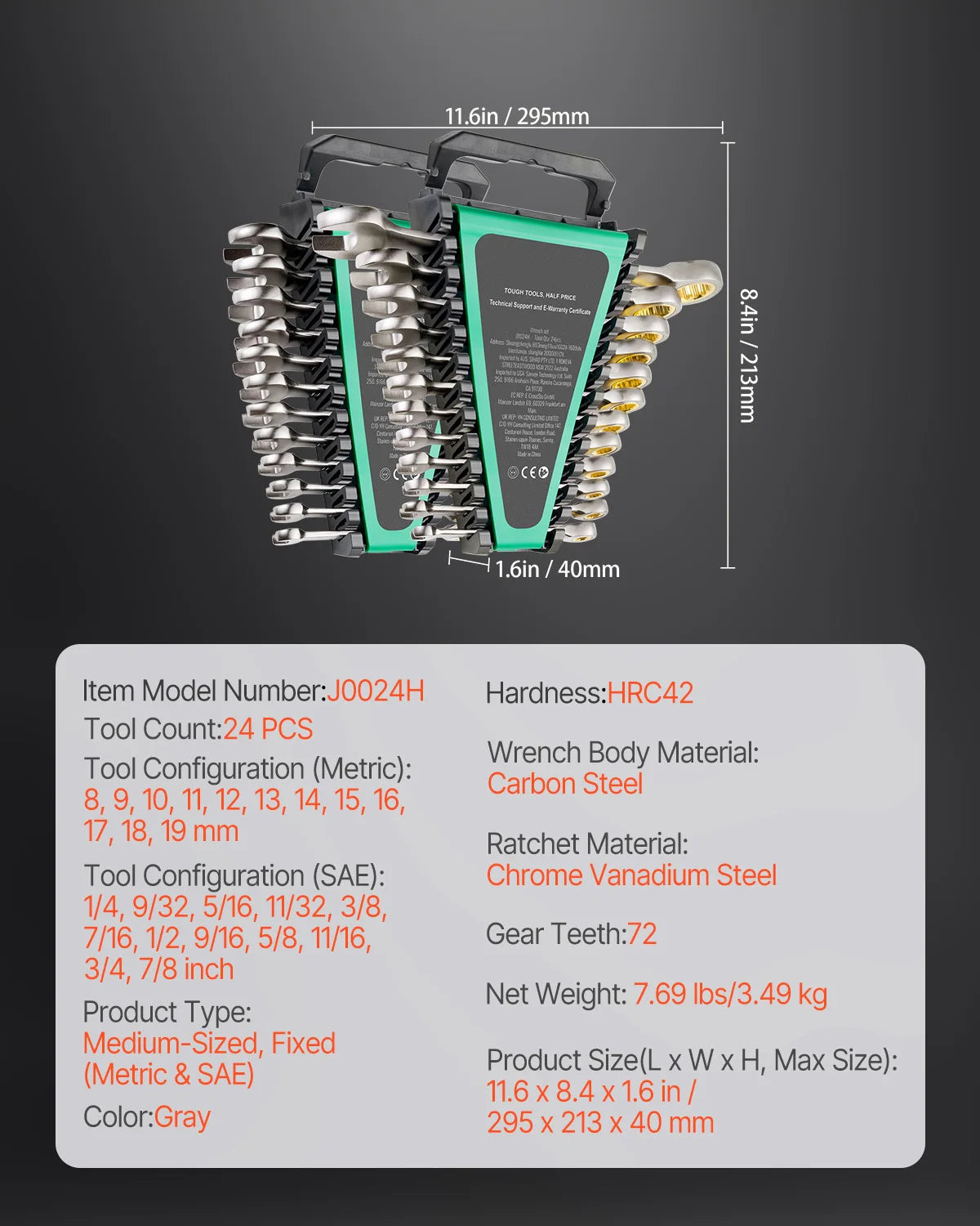 SucceBuy Combination Wrench Set 24/30-Piece Ratcheting Wrench Set with Organizer Rack Cr-V Steel Wrench Set SAE  Metric