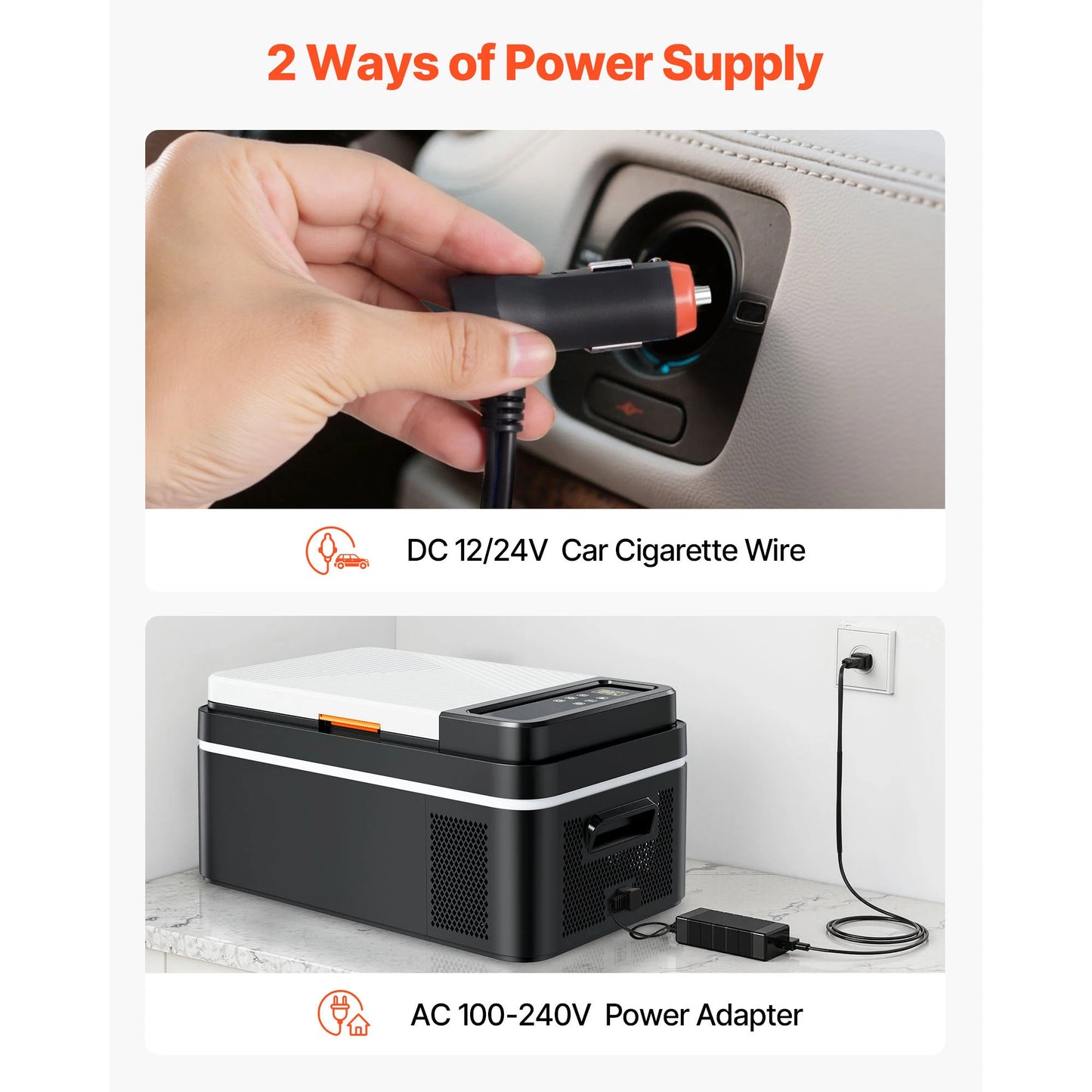Succebuy 15-55L Portable Cooler Electric Compressor 12V/24V DC 110-240V AC Freezer Refrigerator for Home