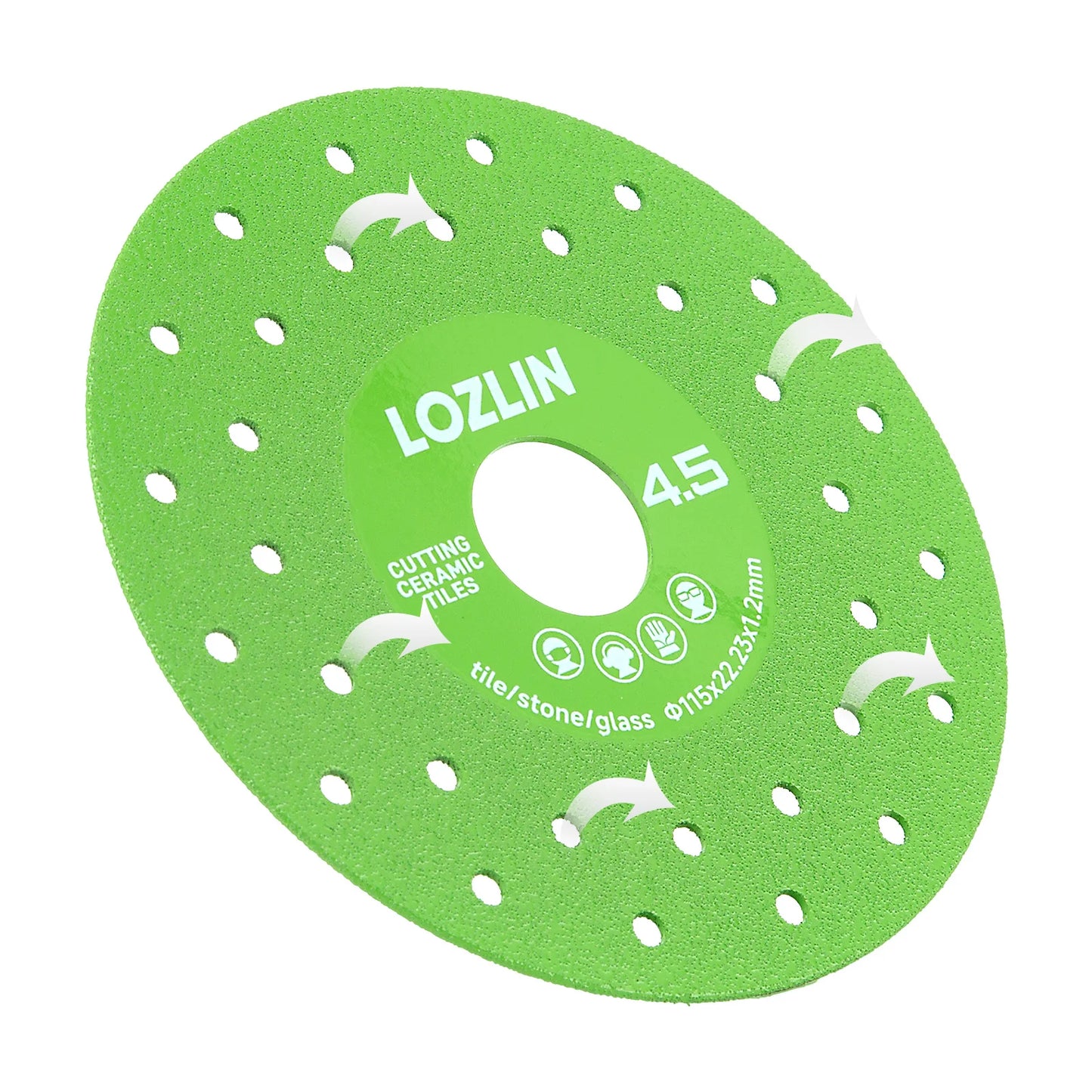 LOZLIN 3PCS/3PCS 115mm Diamond Saw Blades For Cutting And Grinding Tile And Marble,Ceramic, 45 Degree Chamfered Cutting Disc Porous Design, Angle Grinder Tools