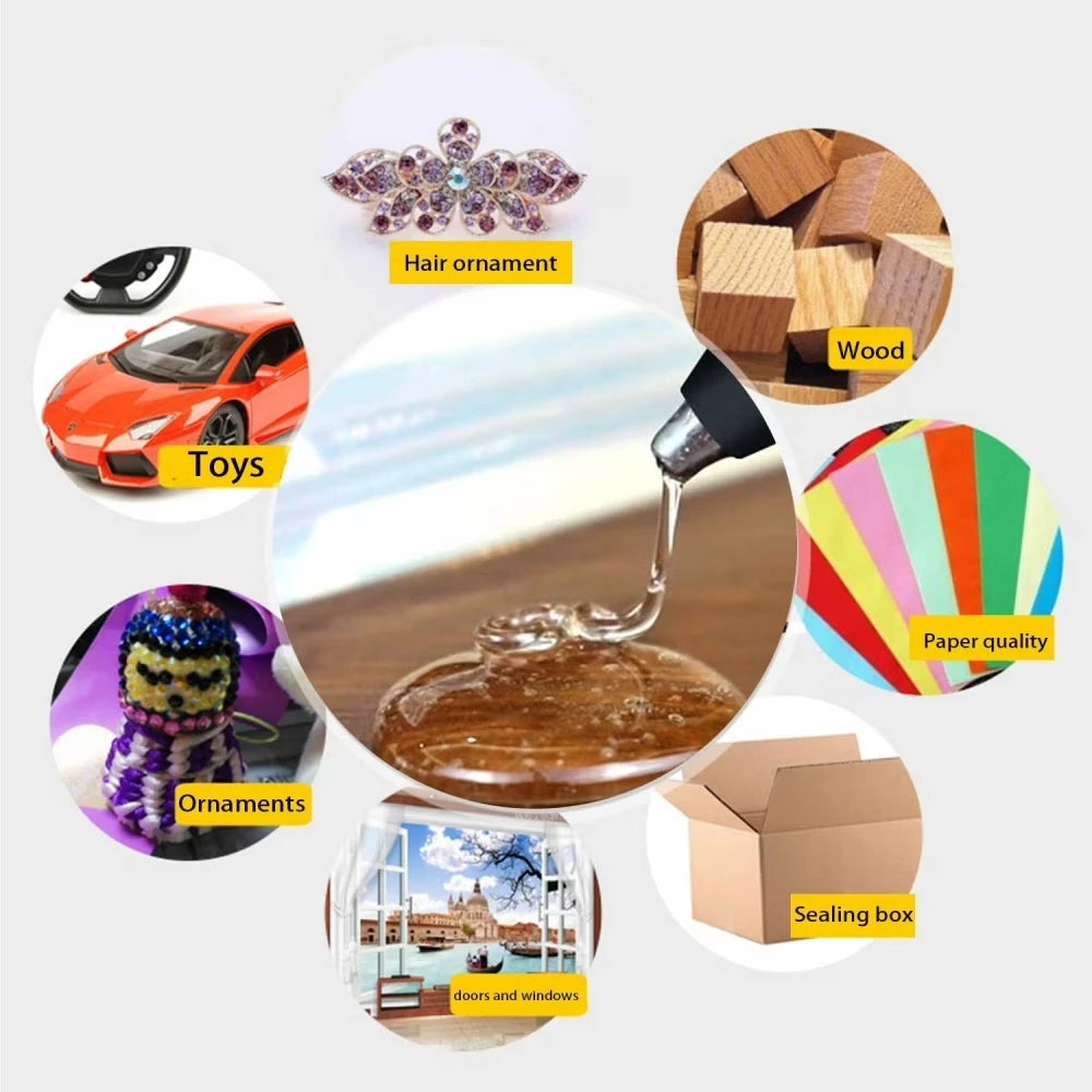 100Pcs Hot Glue Sticks 0.27' X 5.5' (7mm X 140mm) Clear Mini Melt Glue Sticks Compatible with All Temperature Glue Guns - Strong Bond EVA Adhesive for Crafts Wood DIY Home Repair School Projects
