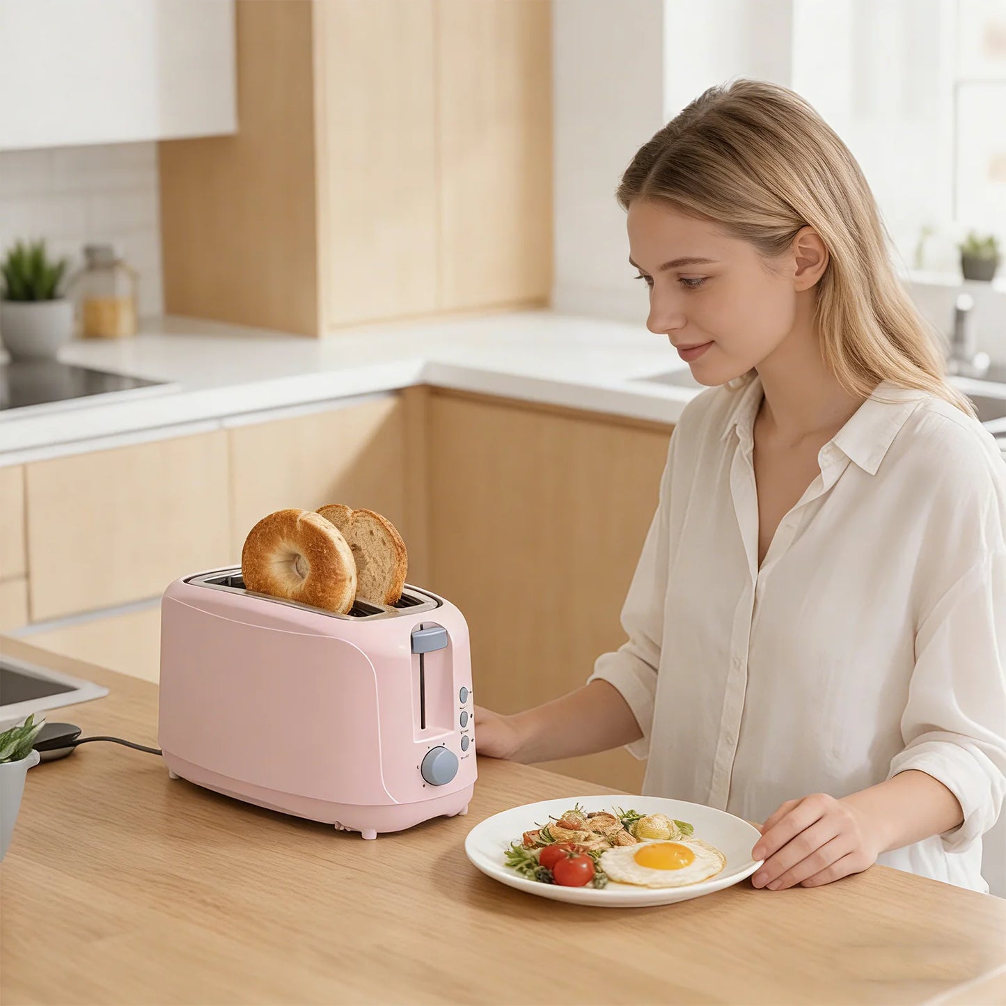 4 Slice Extra Long Slot Toaster with 6 Browning Levels & Defrost/Reheat Functions