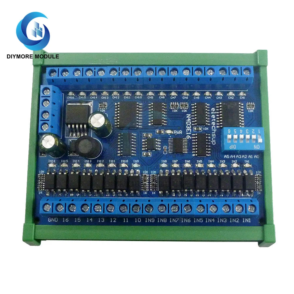 DC 12V 24V 16 Input 16 Output RS485 Remote Control Switch PLC IO expansion Board 03 06 16 Modbus RTU Module