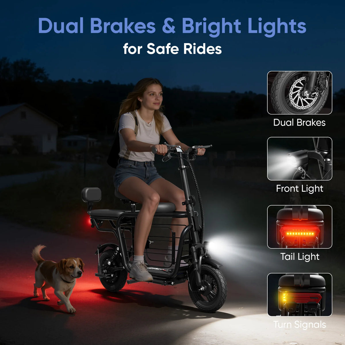 Eilleo Spacewalk 48V Electric Scooter With Seat And Pet Basket