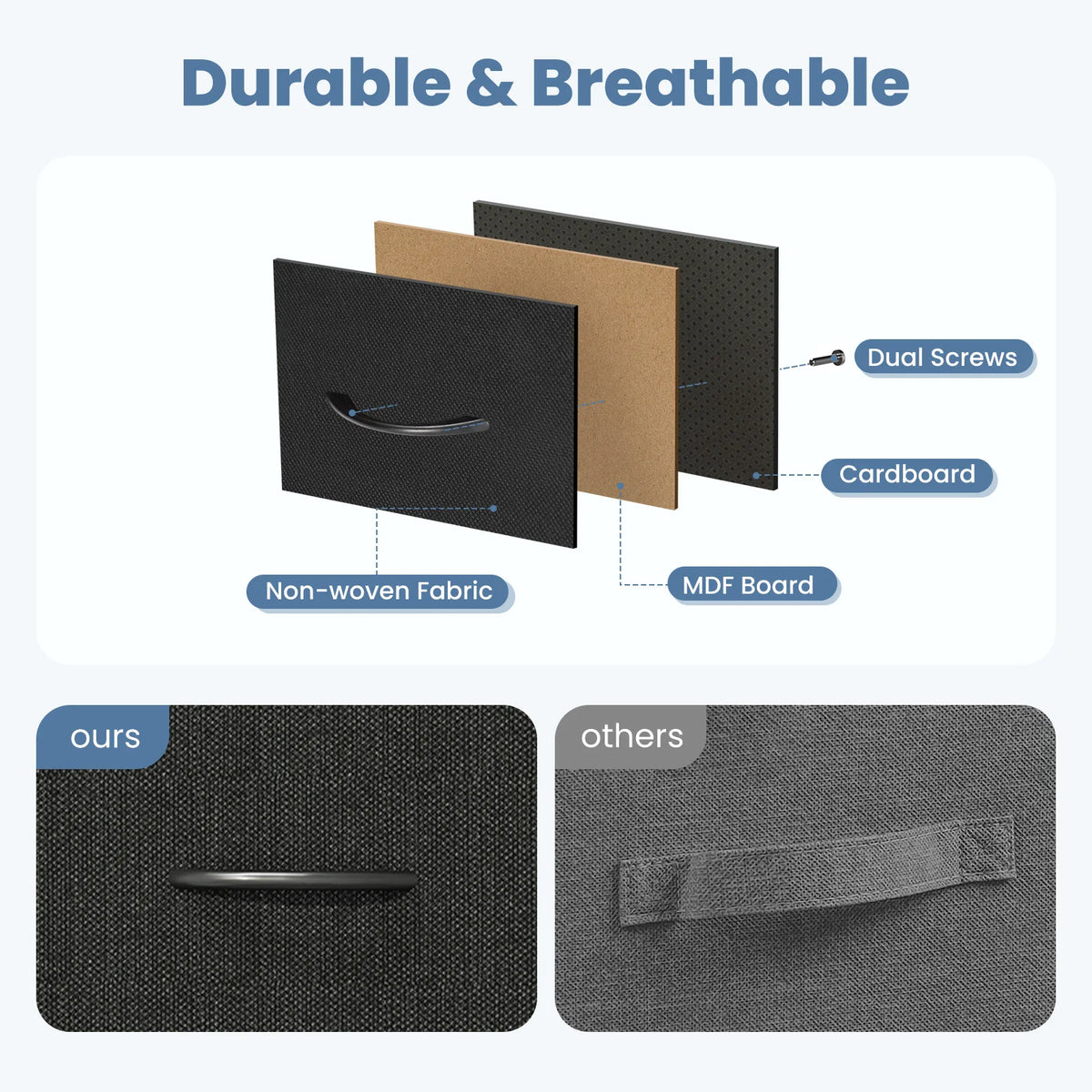 JHK Modern Fabric Drawer Dresser With Metal Frame For Home