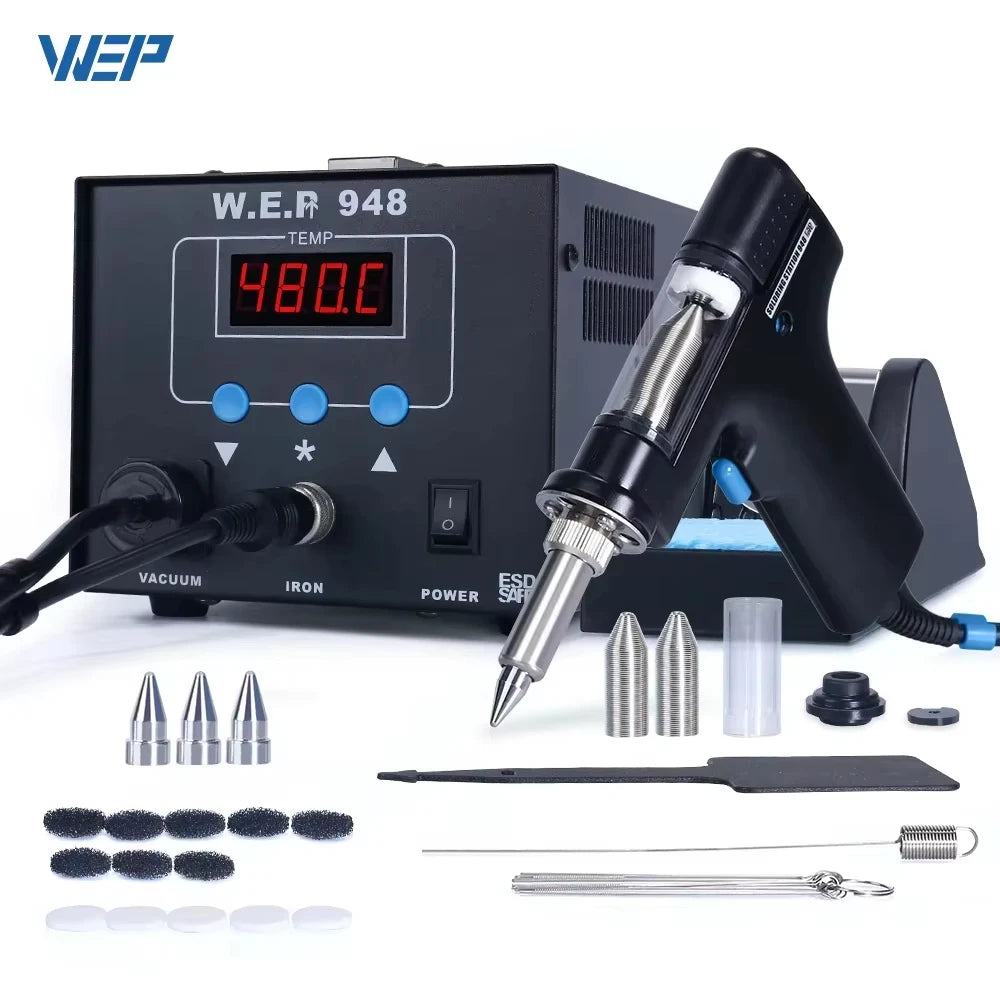 WEP 948D-III 2-IN-1 ESD Safe Desoldering Station With Fast-Heating Desoldering Gun And Soldering Iron High Power WEP 948 Station