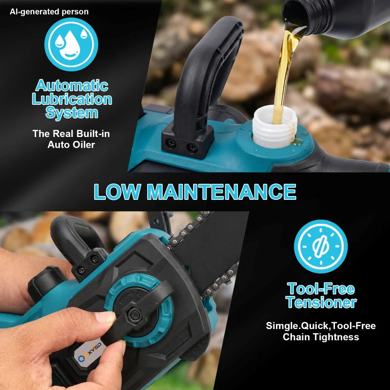 XYSD 12 in Electric Chainsaw Cordless, 21v ,2x3000mah Battery Handheld Chainsaw for Tree Trimming Electric Tree Trimmer Saw