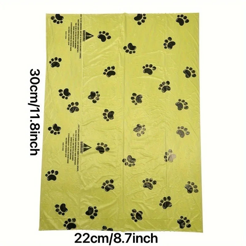 10Pcs Extra Thick Dog Poop Bags (22x30cm), Leak-Proof Paw Print Pet Waste Bags