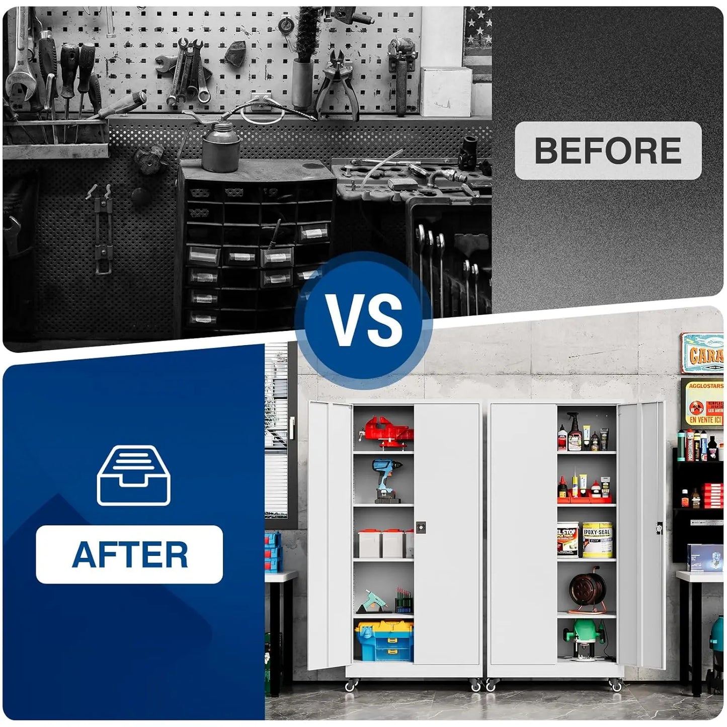 Metal Rolling Storage Cabinet-74.6” Tall Steel File Cabinets with Wheels Lockable Doors and Adjustable, Customized