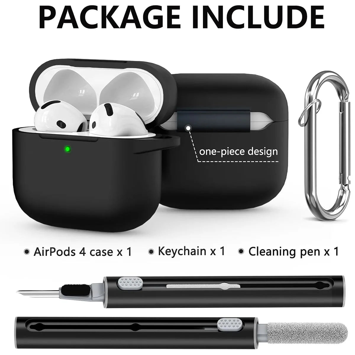 Ceeslin Shock-Absorbing Silicone Case For Airpods 4 With Keychain