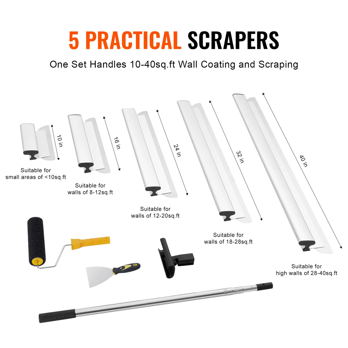 Professional Drywall Skimming Blade Set With Extension Handle